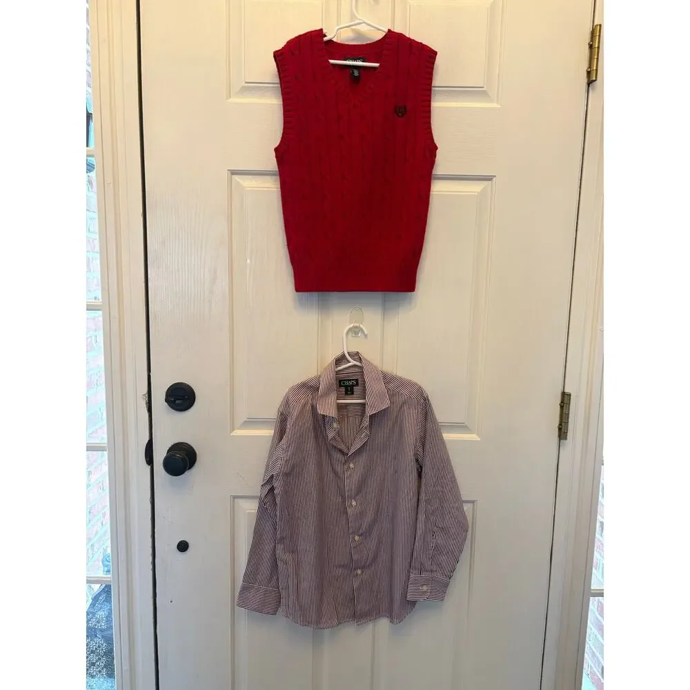 Chaps Sweater Vest and Button Down Set Boys Size 8